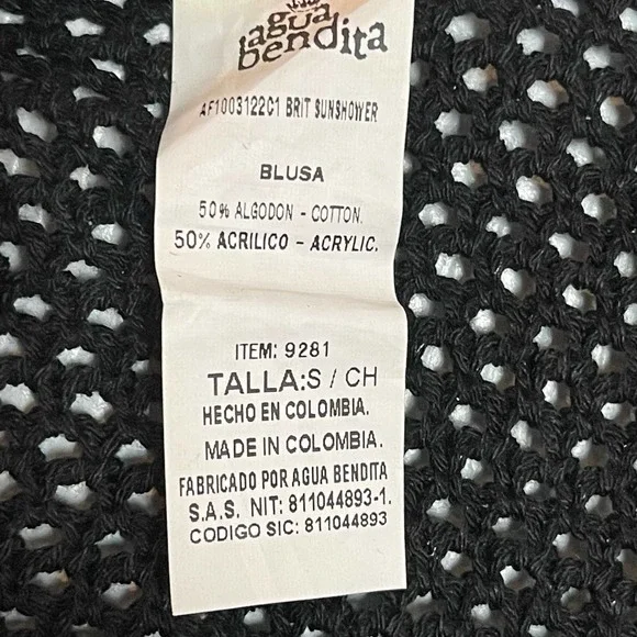 Agua Bendita Free People Colaboration Brit Sunshower Crop Top Tank Black Size S - Picture 9 of 12